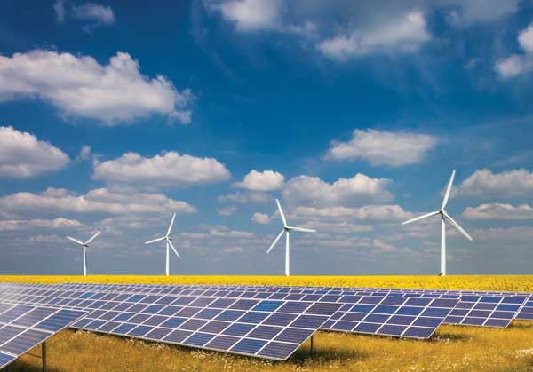 Image of solar panels and windmills