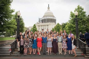Youth Tour students posing in front of U.S. Capitol Building