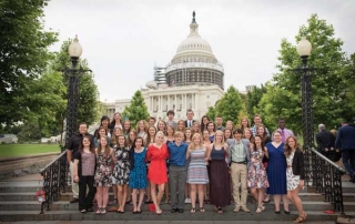 Youth Tour students posing in front of U.S. Capitol Building