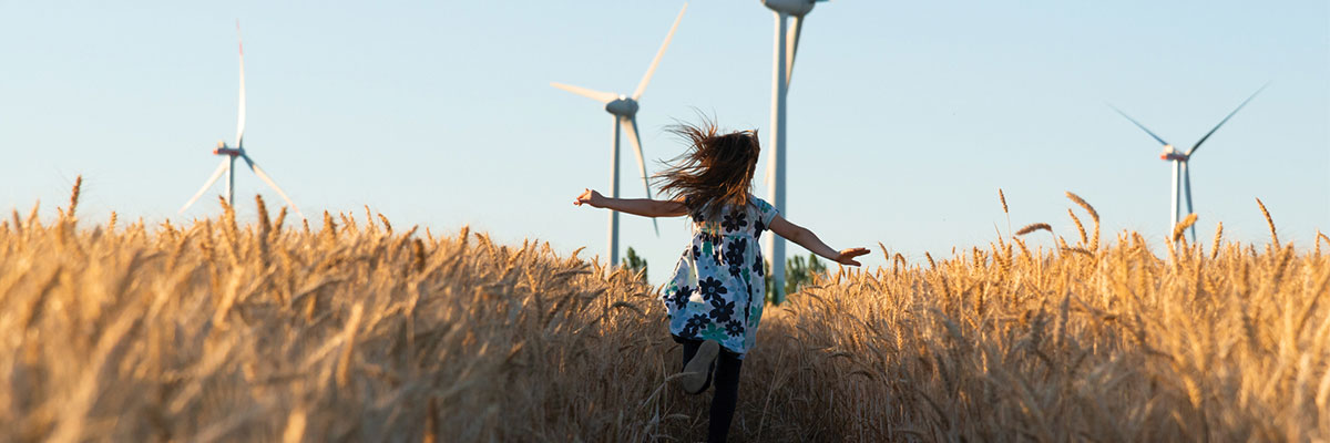 Girl in Wind Field