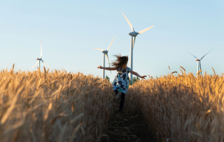 Girl in Wind Field