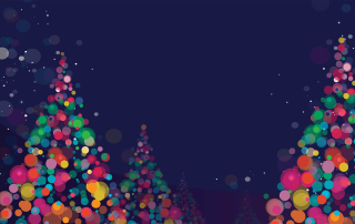 Holiday lights in the shape of pine trees