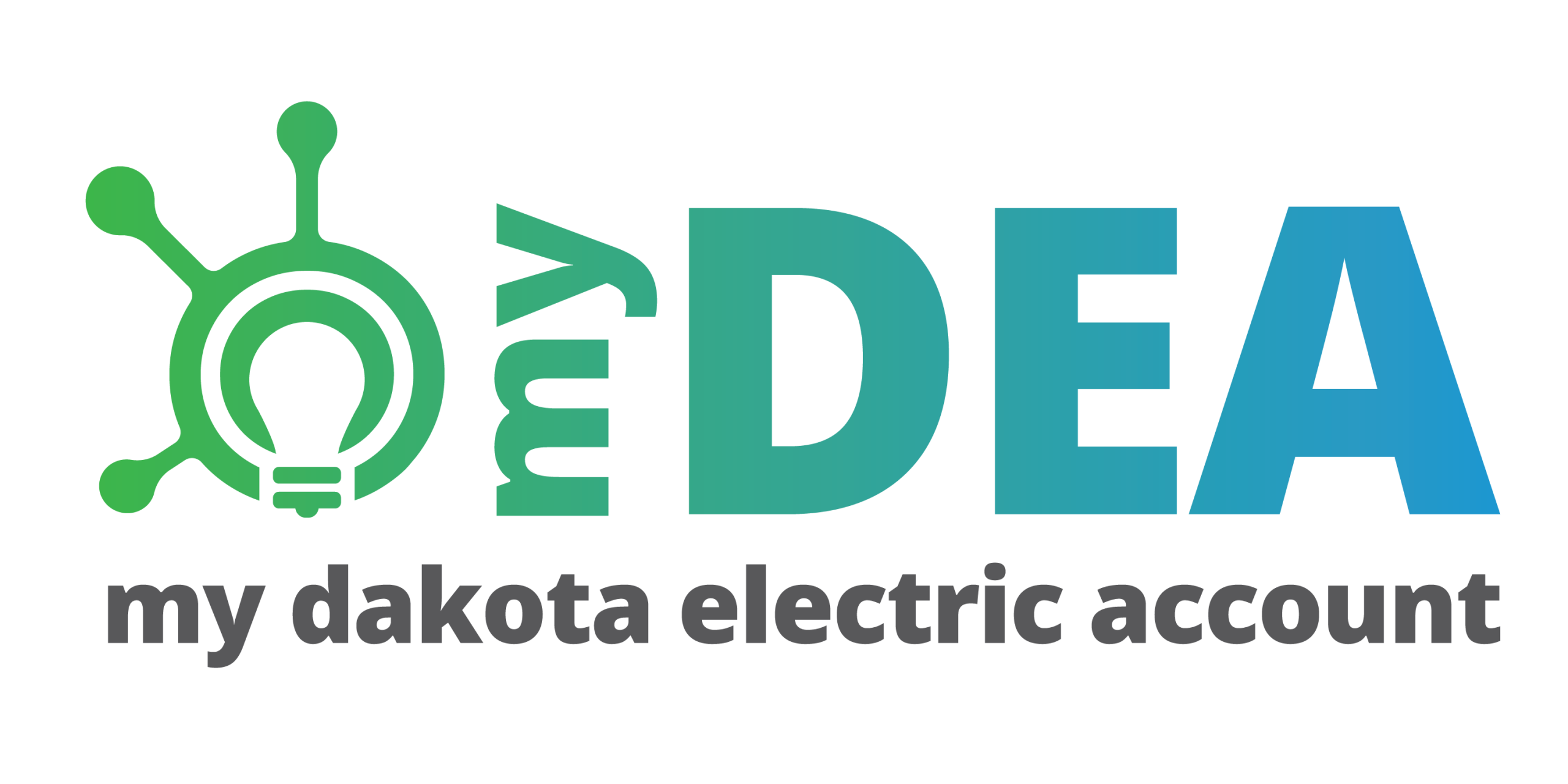MyDEA logo with lightbulb icon and text "my dakota electric account"